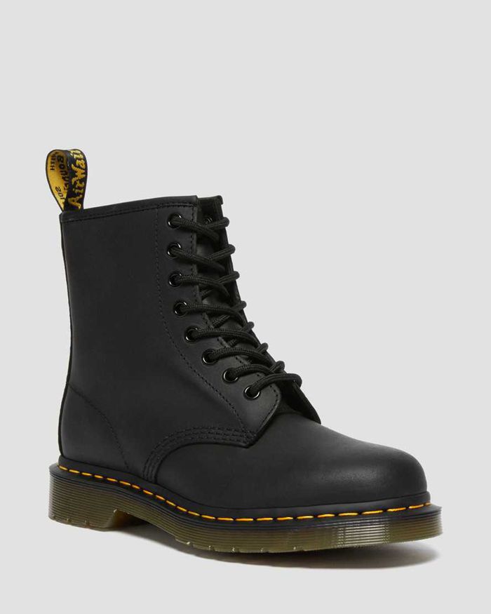 Dr Martens Womens 1460 Greasy Leather Lace Up Ankle Boots Black - 18953UYWG